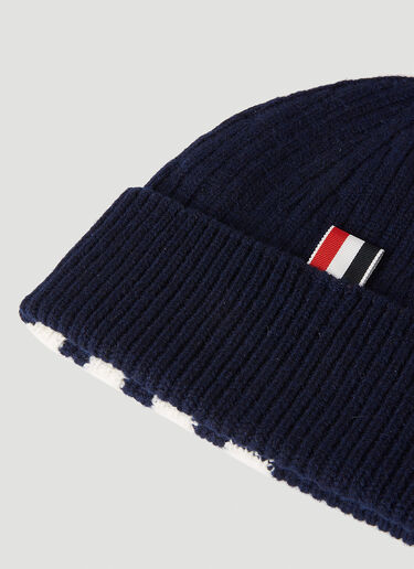 Thom Browne 4 Bar Stripe Beanie Hat Navy thb0151025