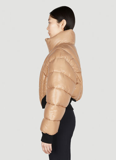 Mugler Corset Cropped Puffer Jacket Camel mug0251010