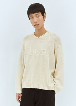 Stüssy Roll V-Neck Logo Sweater Grey sts0159008