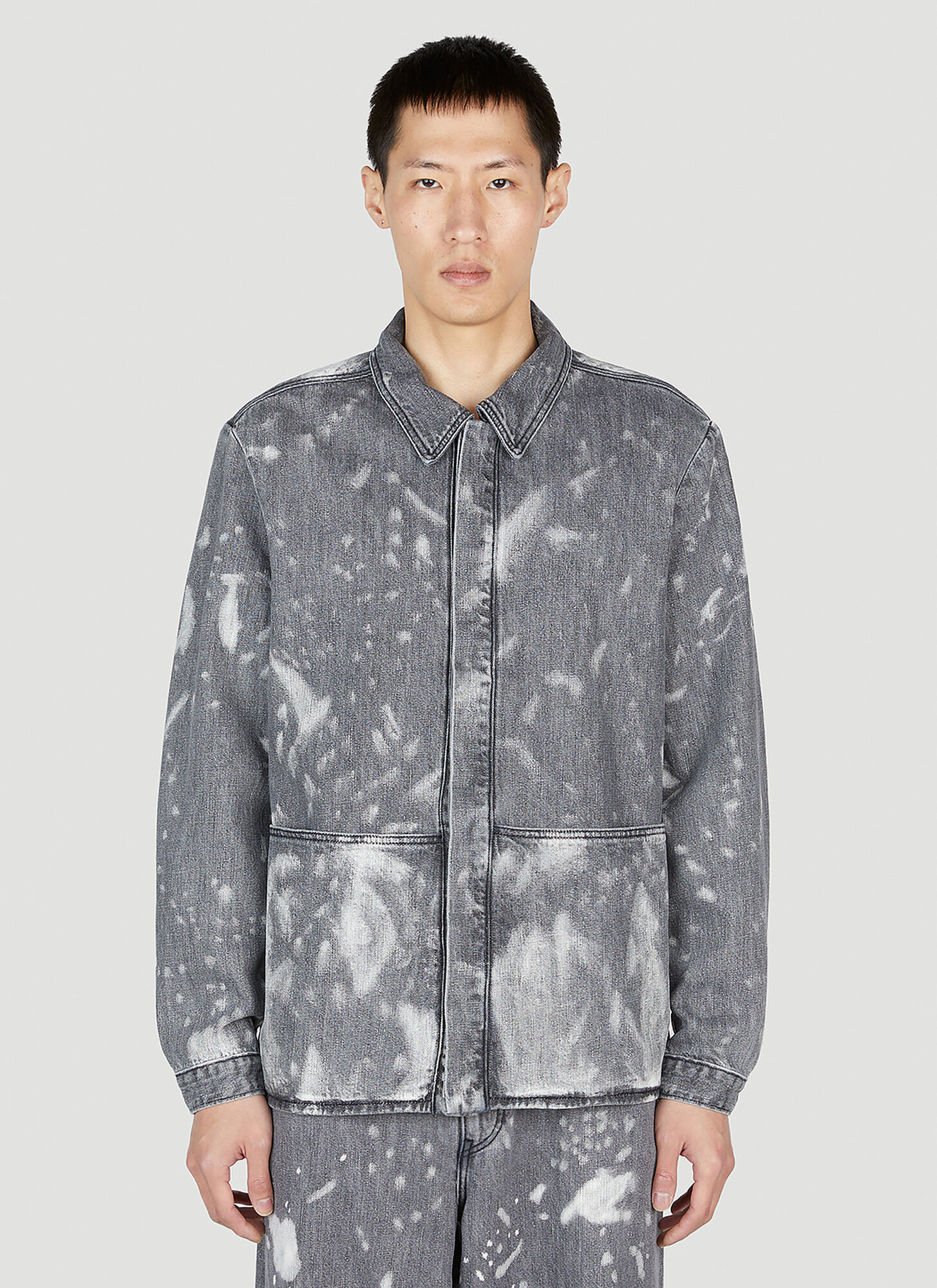 Ln-cc X Non Work Bleached Denim Jacket In Grey