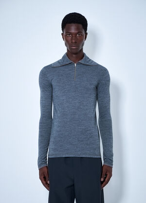 Jil Sander Half-Zip Long Sleeve Top Grey jil0165006