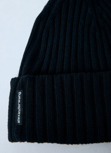 Alexander Wang Logo Patch Beanie Hat Black awg0259013