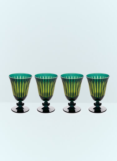 L'Objet Set Of Four Prism Wine Glasses Green wps0691627