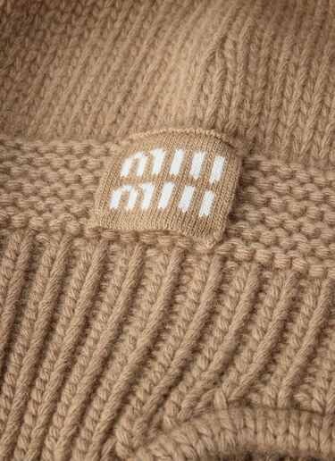 Miu Miu Cashmere Blend Beanie Hat Camel miu0266002