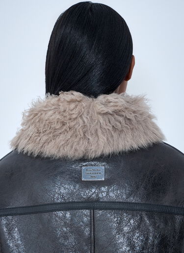 Acne Studios Leather Shearling Jacket Grey acn0263002