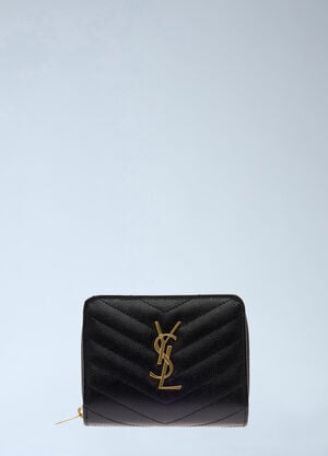 Saint Laurent Matelassé Compact Wallet Black sla0247148