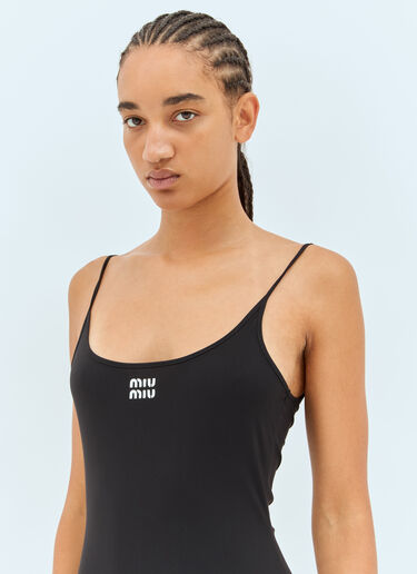 Logo Print Midi Dress Miu Miu Logo Print Midi Dress Black miu0258064