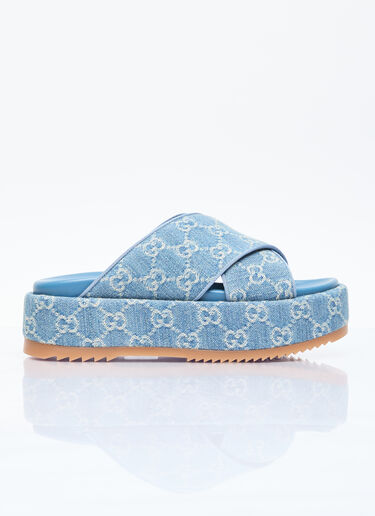 Gucci GG Denim Platform Sandals Blue guc0255083