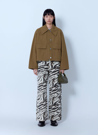 LN-CC® - GANNI: Workwear Canvas Short Barn Jacket - Brown GANNI Workwear Canvas Short Barn Jacket Brown gan0265017
