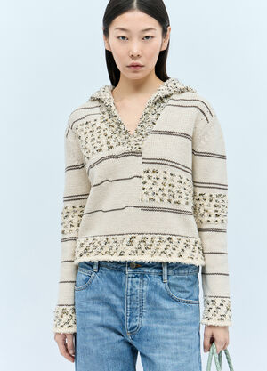 Bottega Veneta Panelled Textured Sweater Cream bov0257011