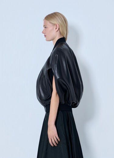 LN-CC® - Balenciaga: Structured Leather Bomber Jacket - Black Balenciaga Structured Leather Bomber Jacket Black bal0264005