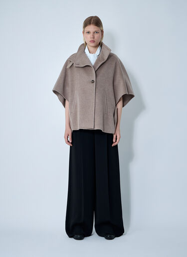 Max Mara Cashmere Logo Motif Poncho Beige max0261030