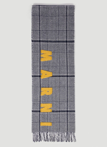 Marni Checked Wool Scarf Blue mni0155020