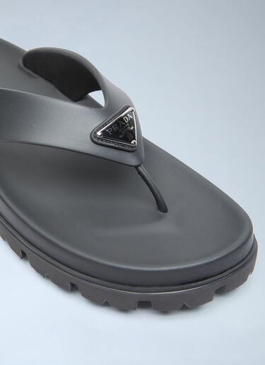Prada Logo Plaque Slides Black pra0256026