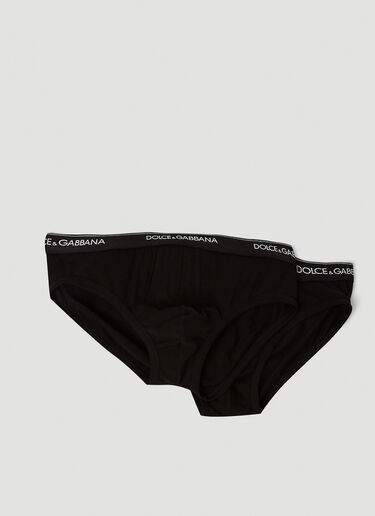 Dolce & Gabbana Pack of Two Logo Band Briefs Black dol0147080