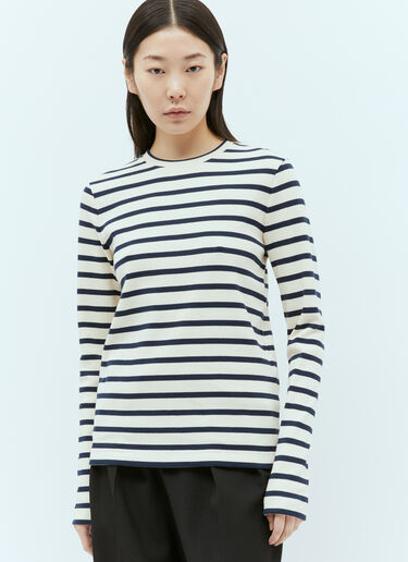 Jil Sander+ 条纹罗纹上衣 白色 jsp0255014
