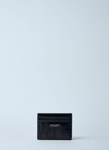 Saint Laurent 로고 프린트 가죽 카드홀더 브라운 sla0158030
