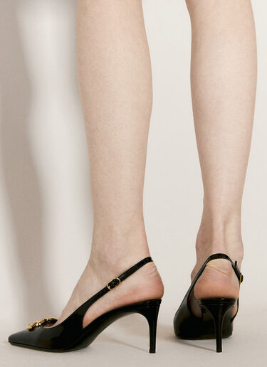 Dolce & Gabbana 抛光皮革露跟浅口鞋 黑色 dol0255027
