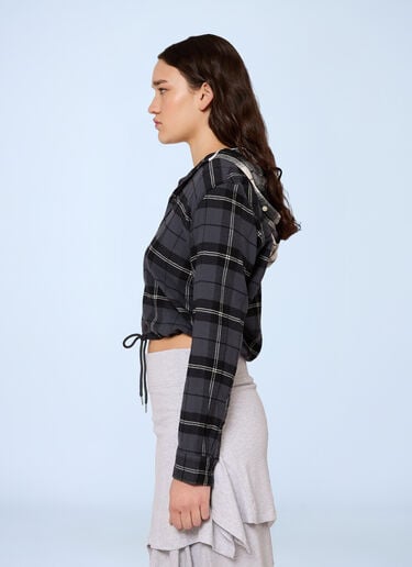 Gina Corrieri Check Hooded Shirt Black gcr0264010