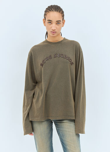 Acne Studios Logo Applique T-Shirt Khaki acn0258011