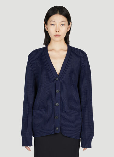 Prada Chunky Knit Cardigan Navy pra0253007