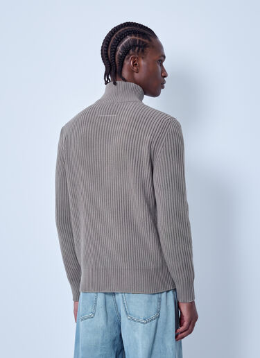 LN-CC® - MM6 Maison Margiela: Ribbed Zip-Up Sweater - Beige MM6 Maison Margiela Ribbed Zip-Up Sweater Beige mmm0165002