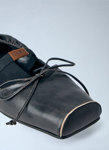MM6 Maison Margiela Square Toe Bow Ballerina Shoes Brown mmm0264056
