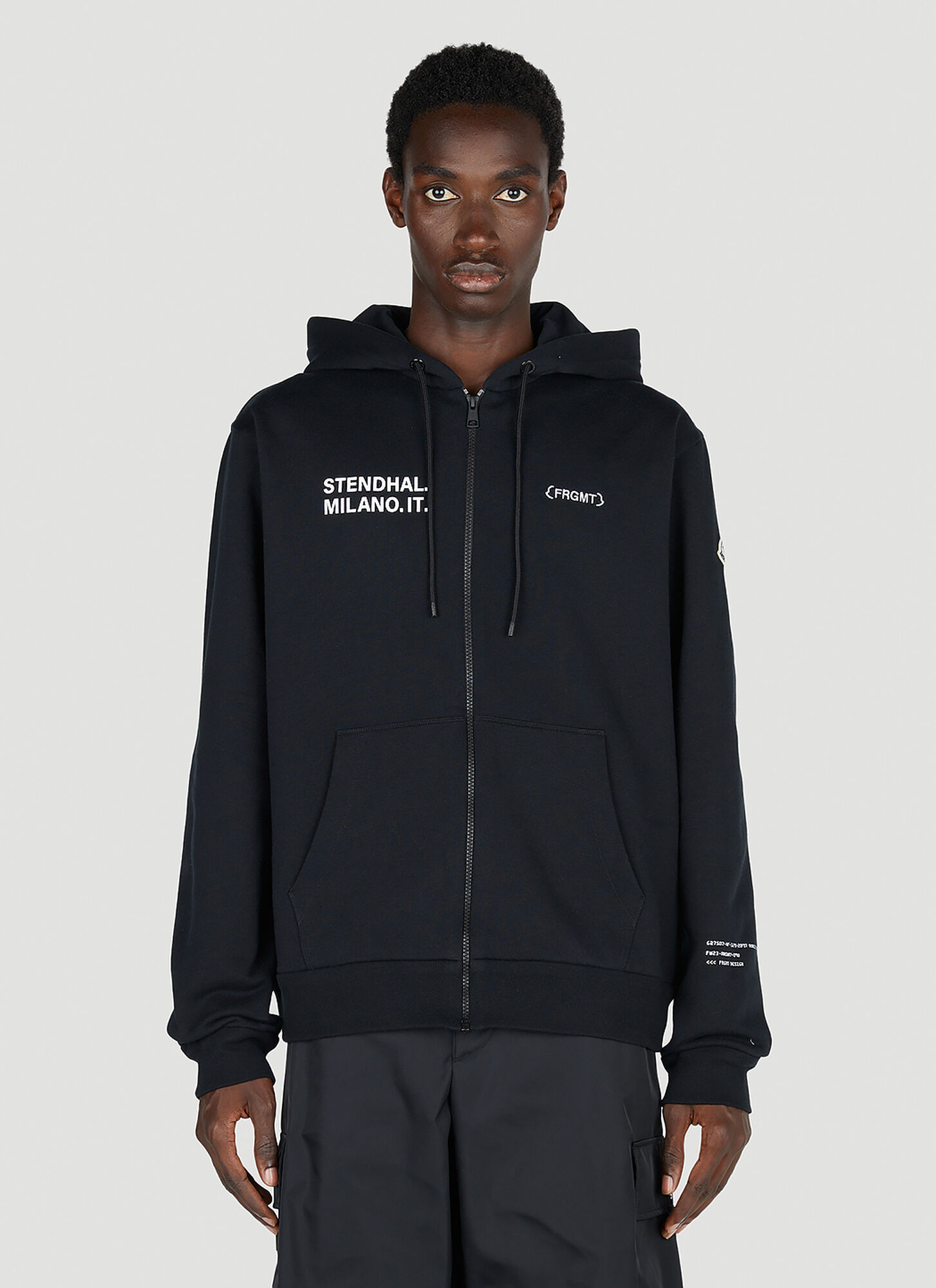 Shop Moncler Genius Logo Print Hooded Sweatshirt In Black