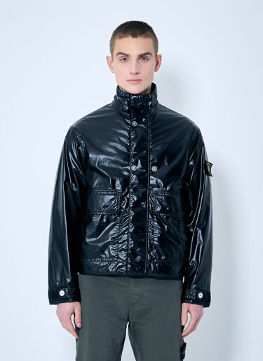 Stone Island Laminated Biker Jacket Black sto0160023