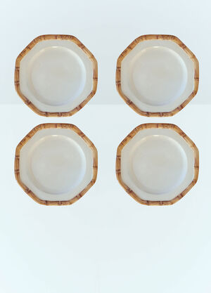 Les-Ottomans Set Of Four Bamboo Dinner Plates White wps0691388