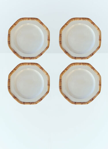 Les-Ottomans Set Of Four Bamboo Dinner Plates White wps0691388
