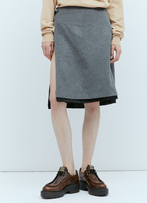 Miu Miu Velour Midi Skirt Grey miu0254025