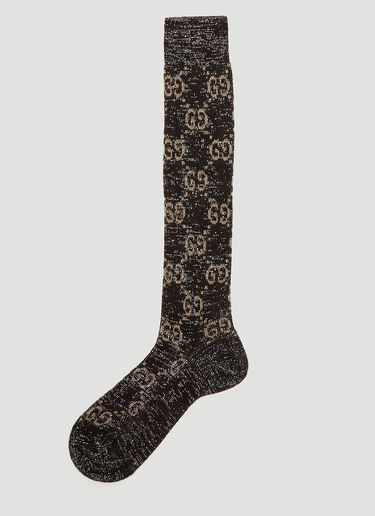 Gucci Lurex GG Motif Stretch Socks Black guc0235092