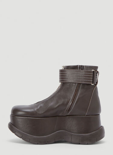 Sunnei Platform Leather Boots Brown sun0242019