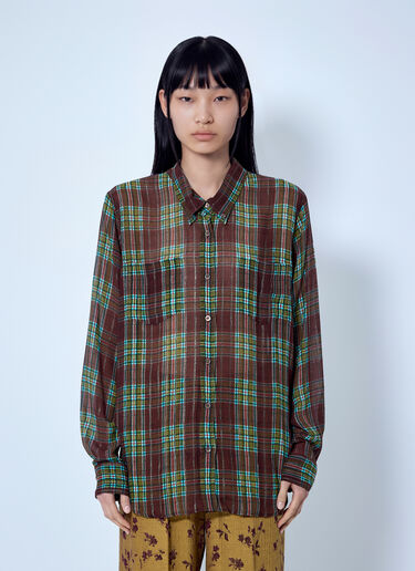 LN-CC® - Dries Van Noten: Plaid Button-Down Shirt - Brown Dries Van Noten Plaid Button-Down Shirt Brown dvn0266007