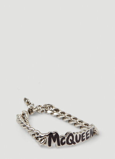 Alexander McQueen Graffiti Logo Curb Chain Bracelet Black amq0147096