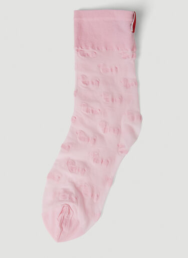 Thom Browne Sheer Four Bar Socks Pink thb0251001