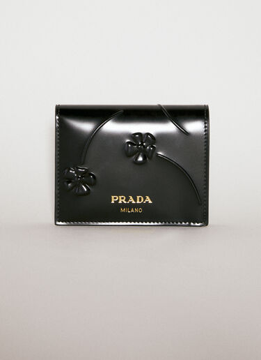 Prada Flower Embossed Bi-Fold Wallet Black pra0254052