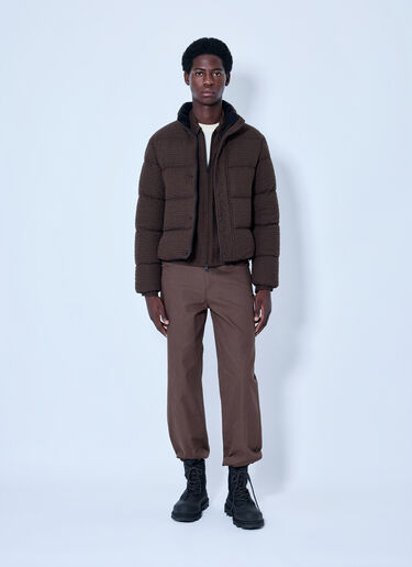 Moncler Oronte Cotton Flannel Short Down Jacket Brown mon0166027