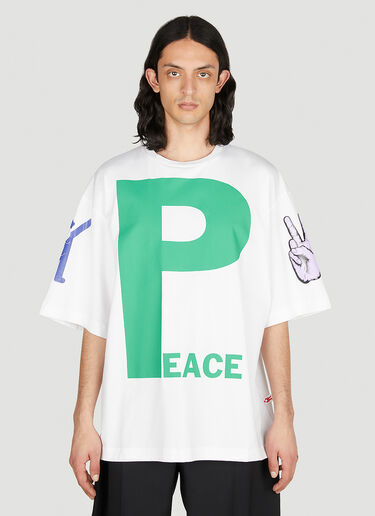 Walter Van Beirendonck Peace Oversized T-Shirt White wlt0152013