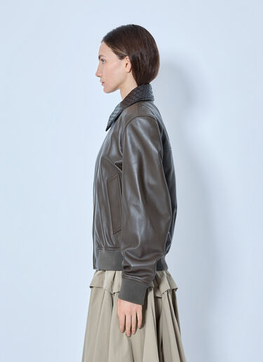 LN-CC® - Bottega Veneta: Shiny Leather Blouson - Khaki Bottega Veneta Shiny Leather Blouson Khaki bov0265063