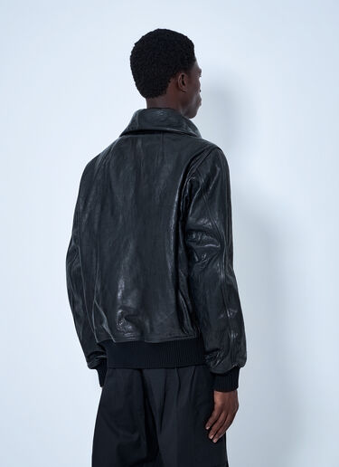 LN-CC® - Rick Owens: Dracuflight Hammered Leather Jacket - Black Rick Owens Dracuflight Hammered Leather Jacket Black ric0165056