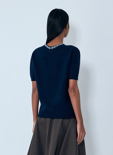 Prada Wool and Cashmere Crew-Neck Sweater Blue pra0263005