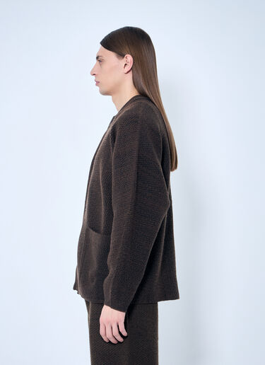 Homme Plissé Issey Miyake Rustic Knit Cardigan Brown hmp0159005