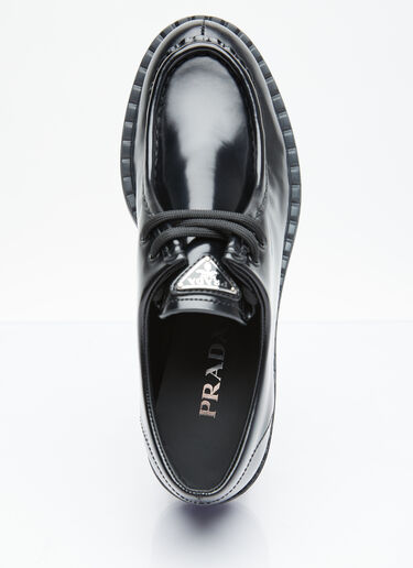 Prada Brushed Leather Lace-Up Shoes Black pra0254025