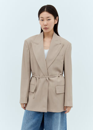 Max Mara Peak Lapels Belted Blazer Beige max0257004