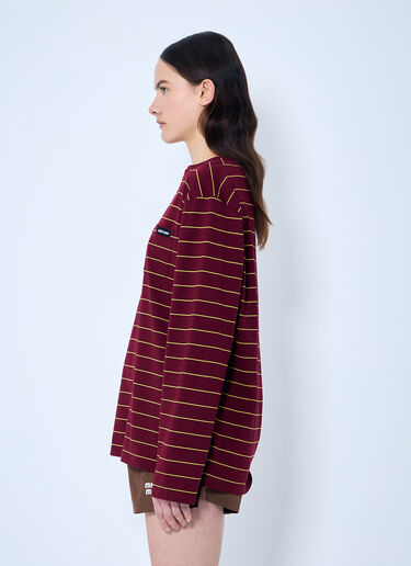Miu Miu Striped Long-Sleeve T-Shirt Red miu0360004