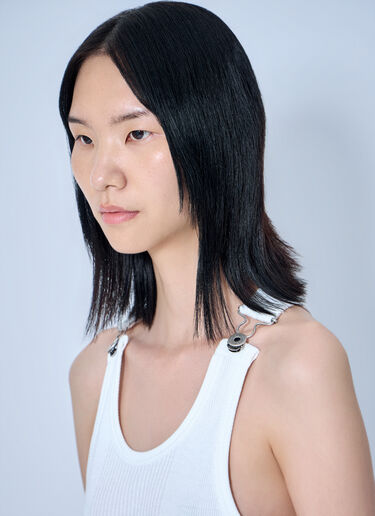 Jean Paul Gaultier Ribbed Tank Top with Metallic Hardware White jpg0364003