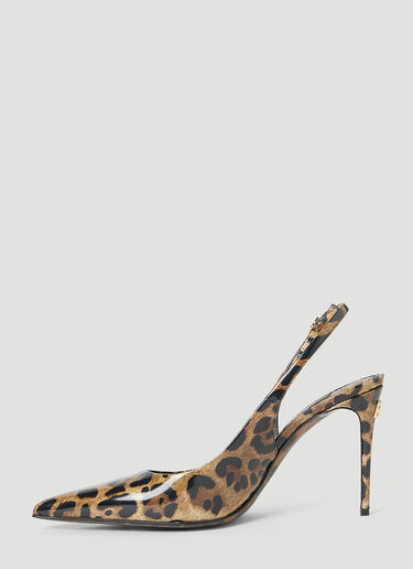 Dolce & Gabbana Kim Leopard Print Slingback Heels Brown dol0252016