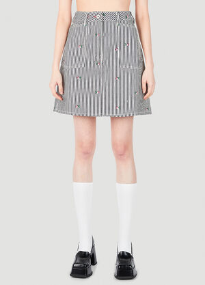 Kenzo フローラルストライプデニムミニスカート ホワイト knz0252002